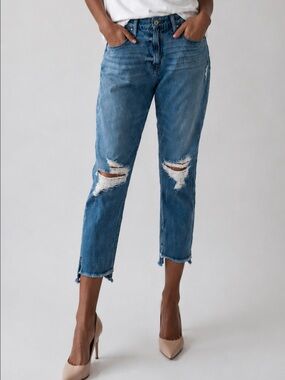 Good American Good Girlfriend High Rise Distressed Crop Jeans Women’s 12/31